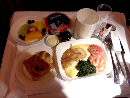 Business Class Breakfast on the 777-300 plane that took us to Dubai.