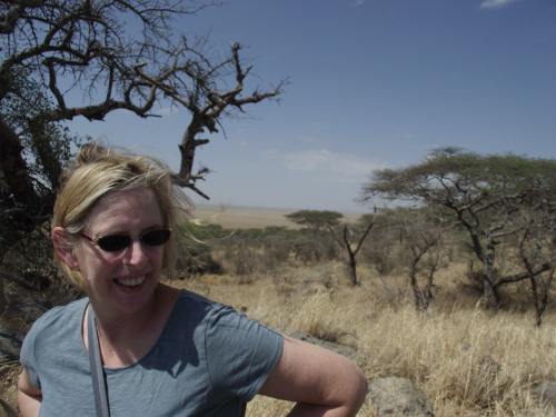 Leslie was very happy to finally be in the Serengeti.