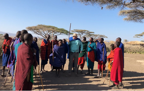 Me jumping with the Maasai men.
