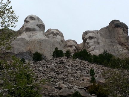 A view of Mt. Rushmore from the base of the mountain.