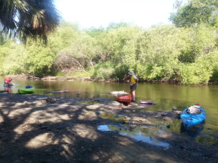 Out on the river with our kayaks.