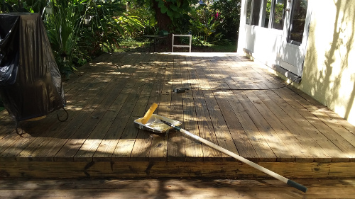 Re-sealing the decks around the house.