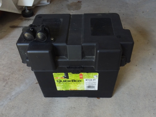 A big deep cycle lead-acid battery.