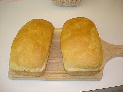 The finished bread out of the pans
