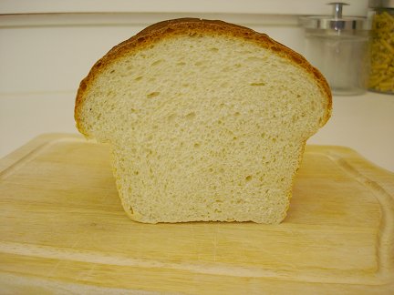 A crossection of a loaf of my 2nd white bread recipe