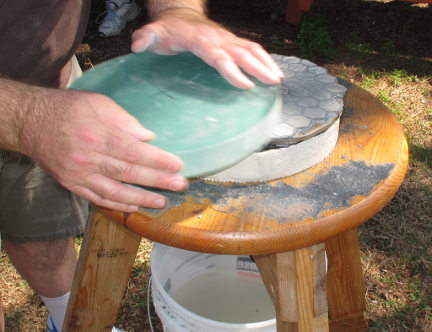 Starting the grinding on a 10 inch mirror blank.