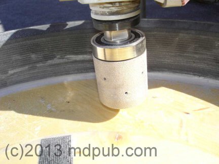 The medium grit grinding drum in place.