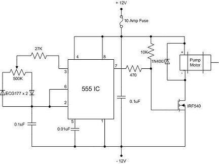 The schematic for the PWM motor speed controller