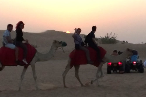 Mary Camel riding in the arabian desert.