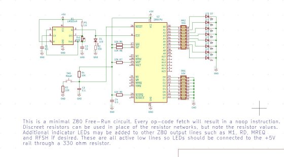 A Z80 free-run circuit.