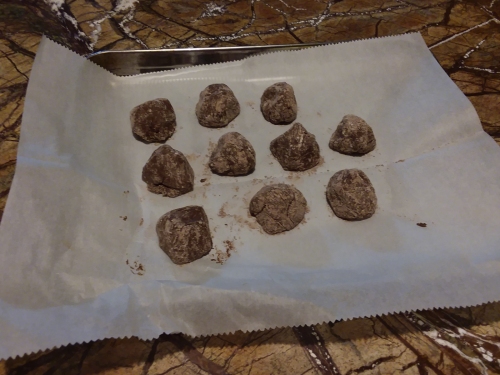 Some chocolate and peanut butter truffles.
