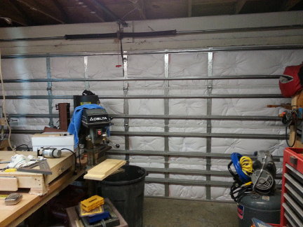 The newly insulated garage door.