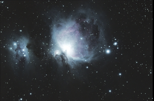A long exposure shot of the Orion Nebula.