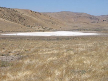 A dry soda lake on the faultline.