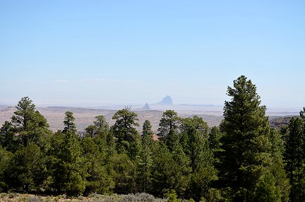 Distant Ship Rock as seen from high in the Chuska Mountains.