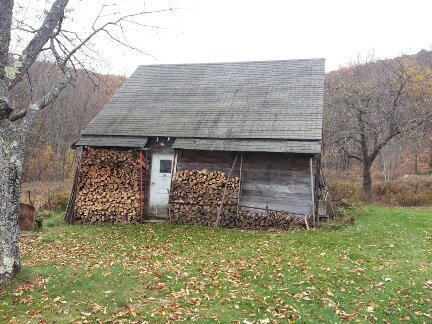 The woodshed and garage.