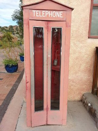 The old phone booth at Ojo Caliente.